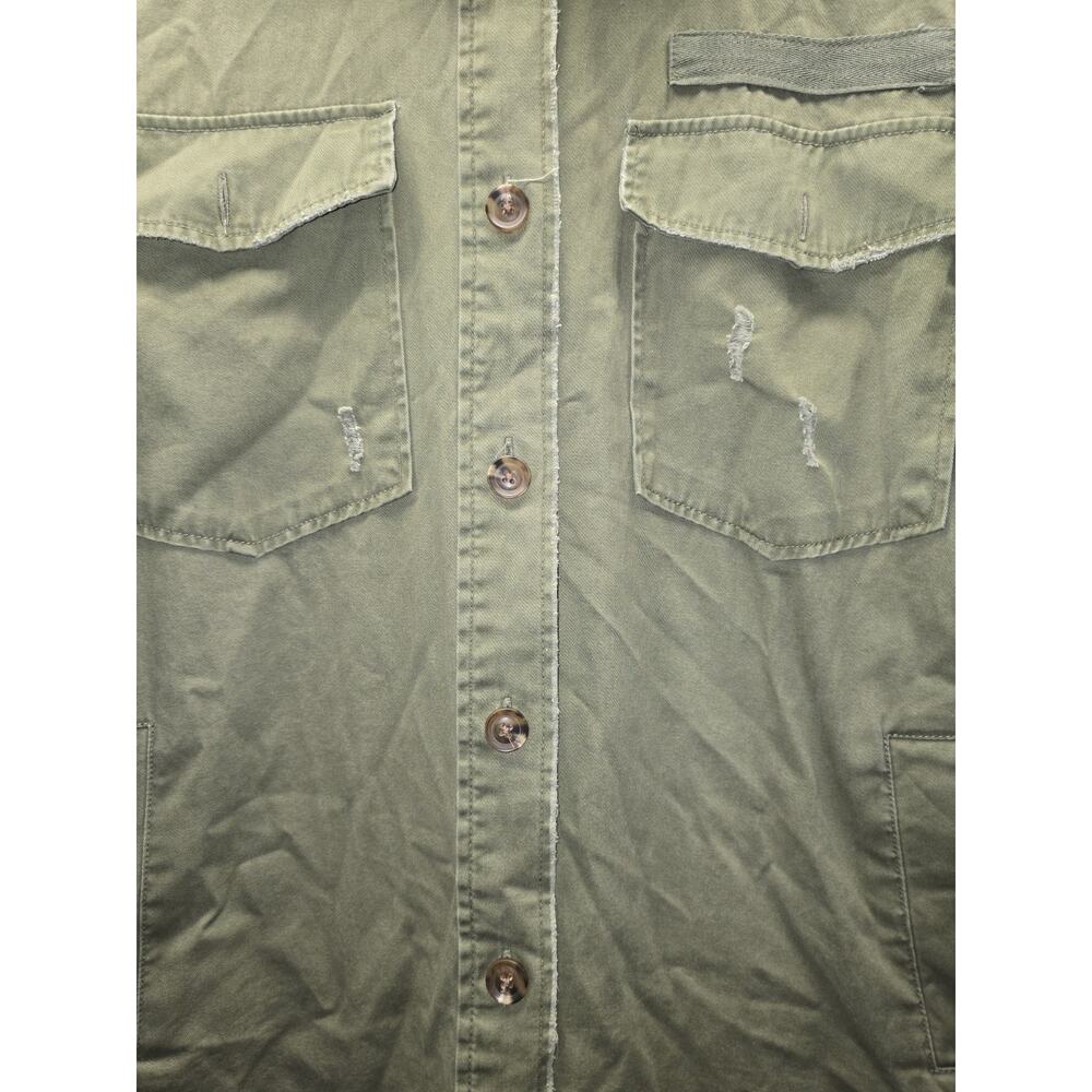 SO Washed Denim Shirt Jacket Womens Oversized Large Green 8431 - Picture 2 of 7